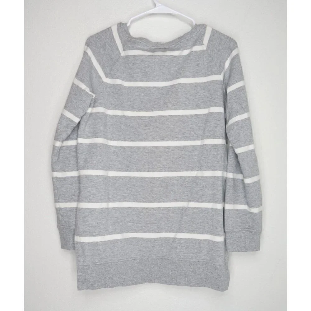 Goodthreads Sweater Heather Gray Open Stripe Long Sleeve Crew Neck Women's XS